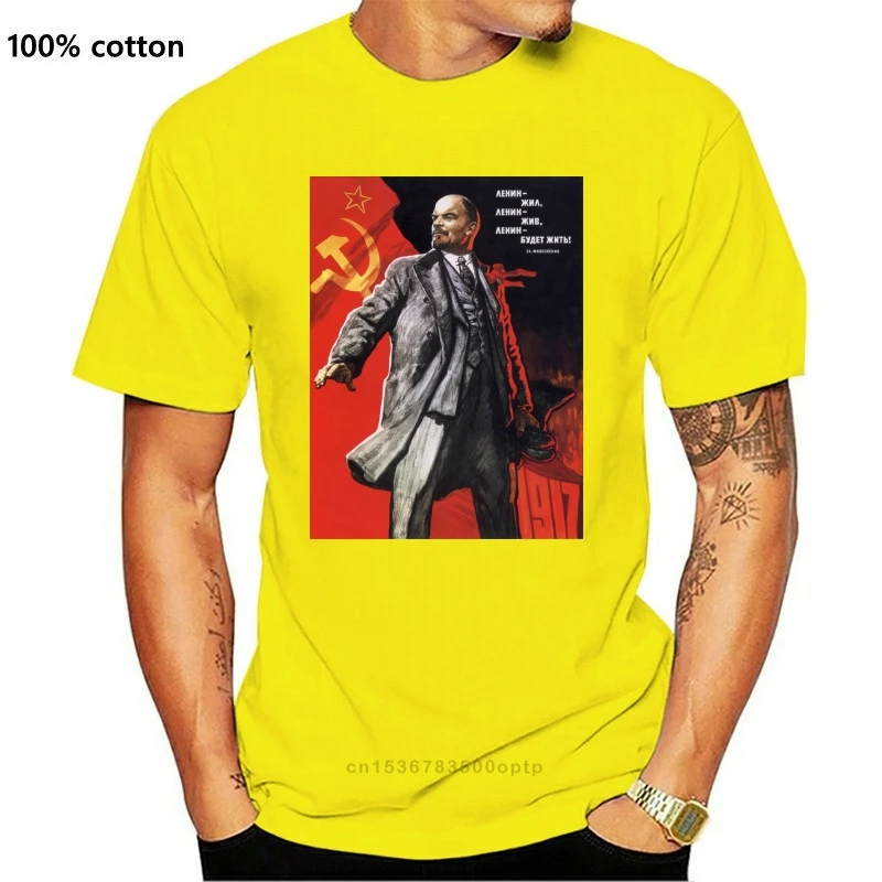 

Vladimir Lenin Russian Communist Revolution Black T-Shirt Hot 2021 Summer Men'S T Shirt Fashion Print Cool Tees