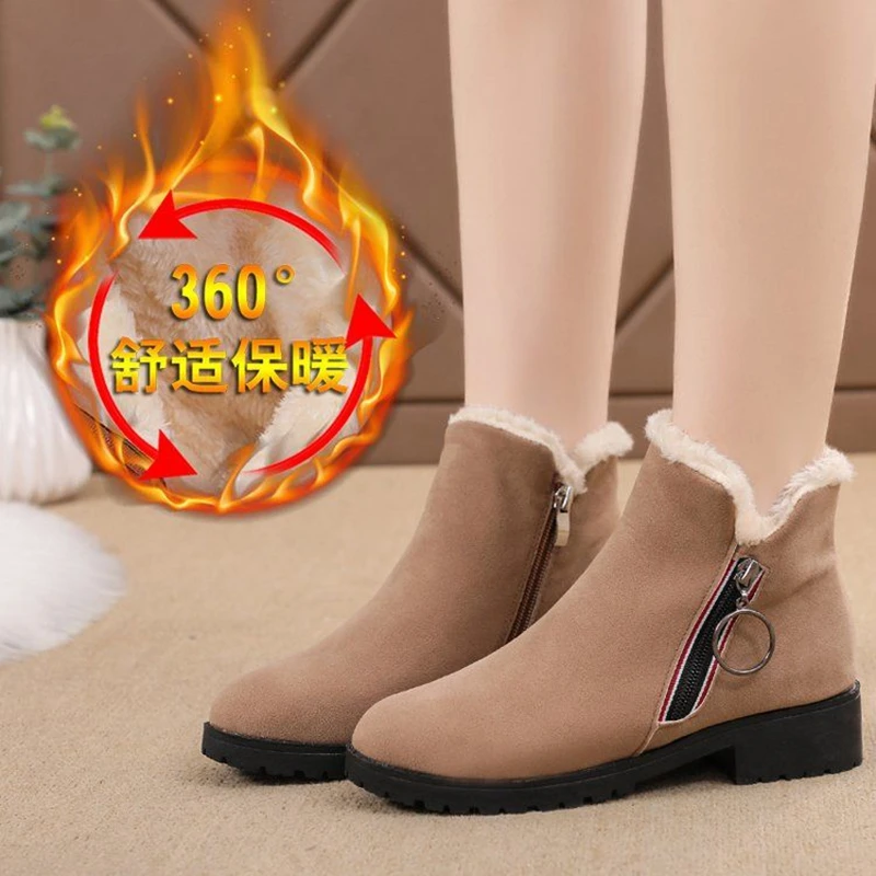 

Женские зимние ботинки, новая Корейская версия обуви из натурального хлопка, короткие ботинки, утепленные бархатные теплые Нескользящие ко...