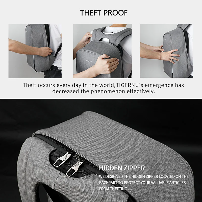 Портативный USB порт для зарядки Tigernu Business Men Подходит 15.6 дюймового ноутбука