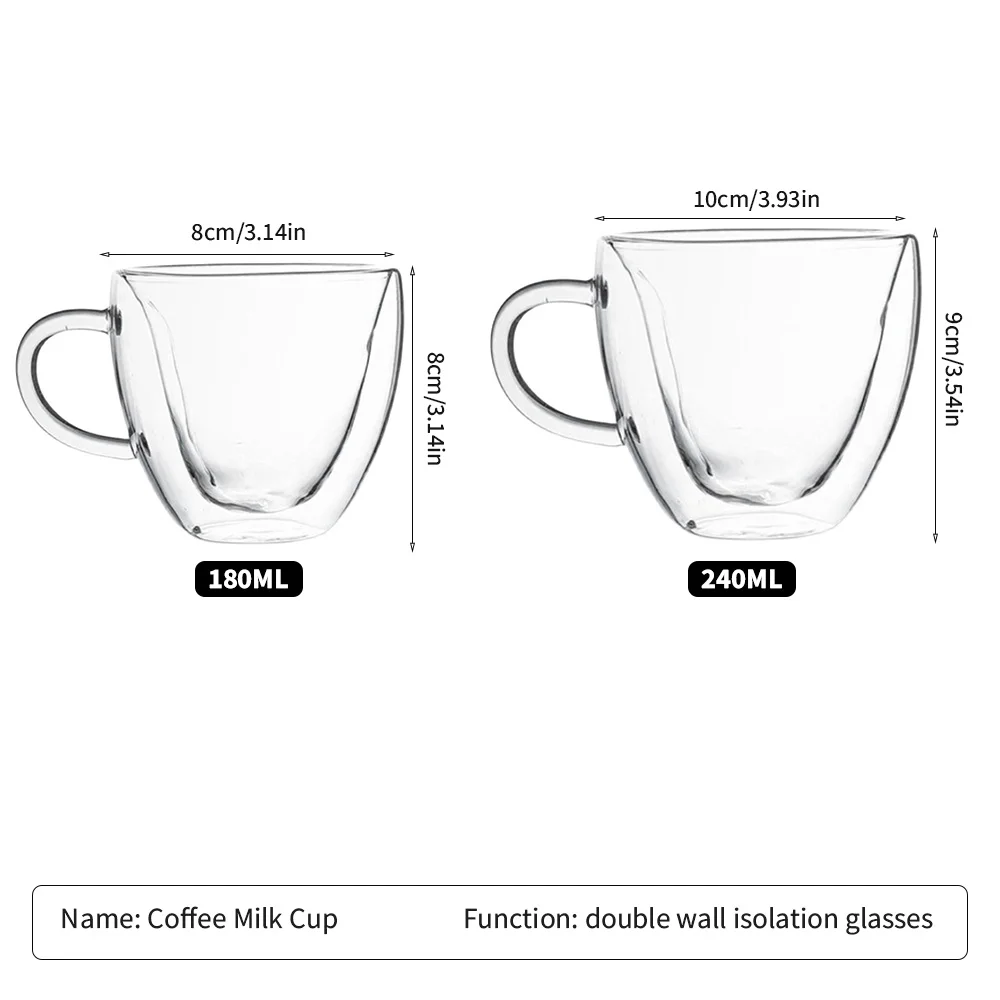 Стеклянная кружка в форме сердца термоизолированная с двойными стенками для