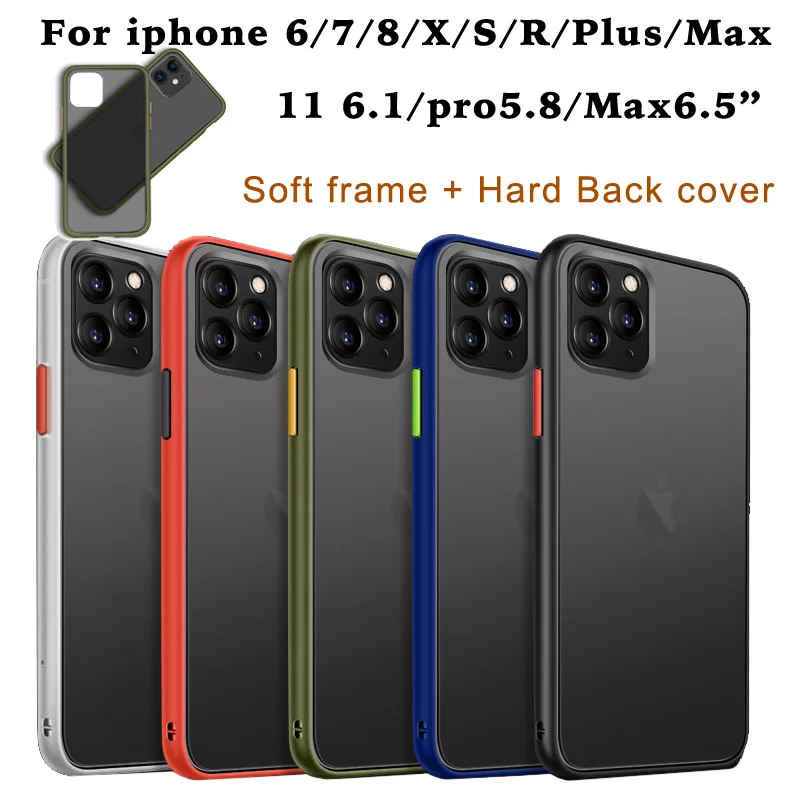 

Матовый чехол для iphone 11 Pro Max, защитный чехол, Мягкий бампер, задняя крышка для iphone 6, 7, 8 Plus, X, XS, XR Max, прозрачный чехол из ТПУ