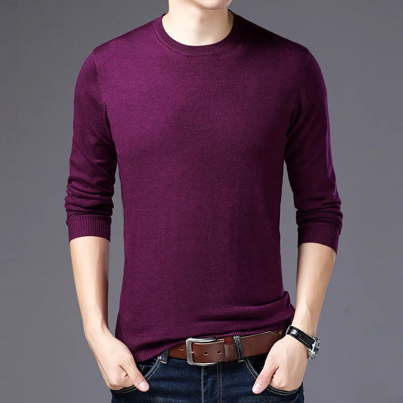 

Мужской трикотажный свитер с круглым вырезом и длинными рукавами, сезон осень-зима 2021, модная однотонная теплая Базовая рубашка zde1877
