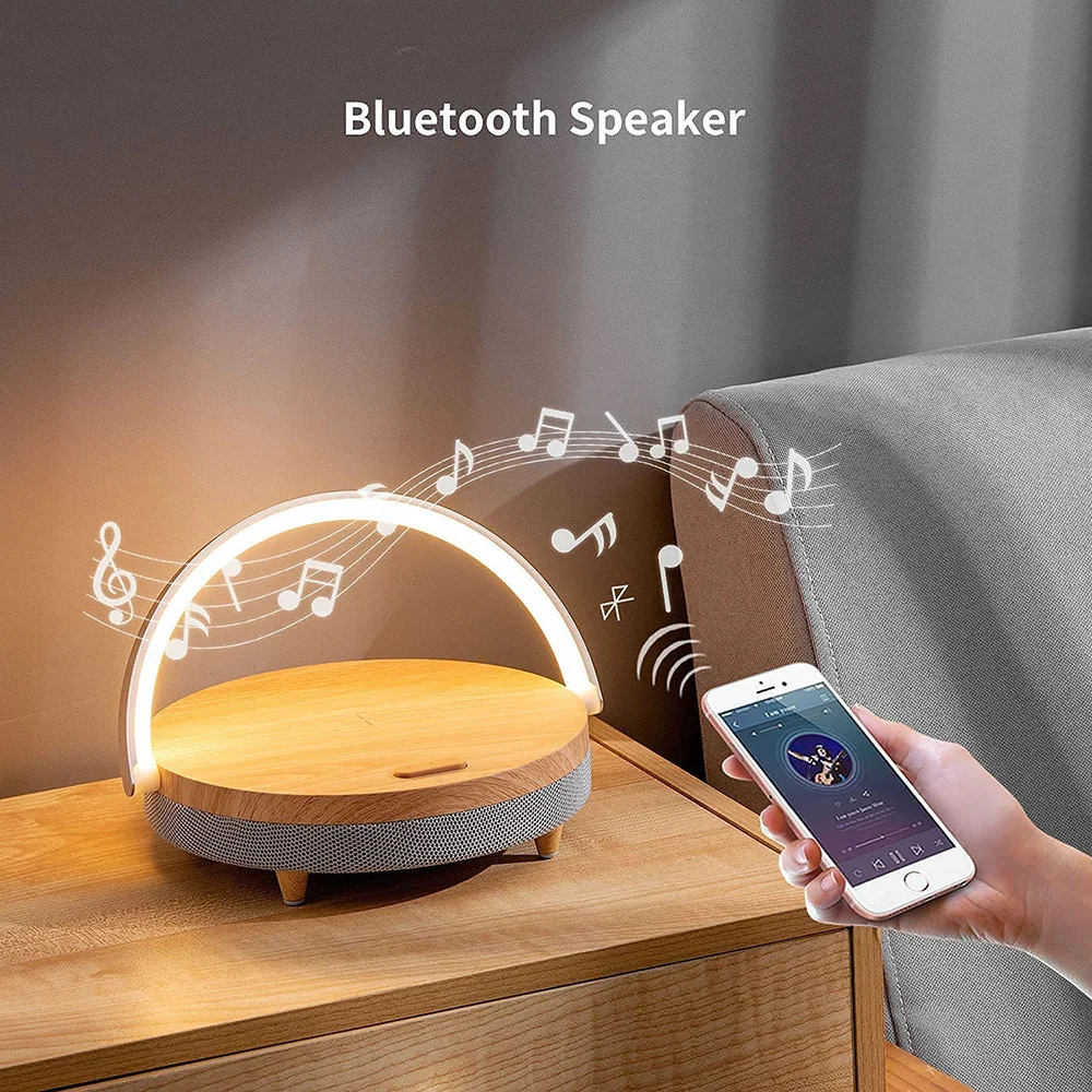 Беспроводное зарядное устройство Bluetooth-динамик для IPhone 13 деревянная настольная
