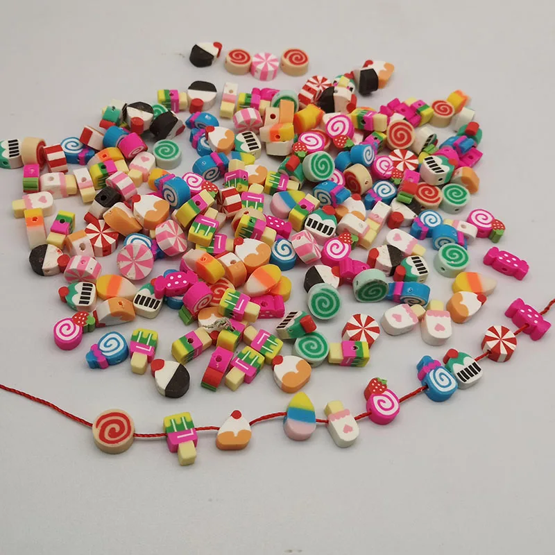 

50Pcs 10MM Polymer Clay Candies Ice Cream Sweets Beads Colorful beads For DIY Bracelet Necklace Components Accessories