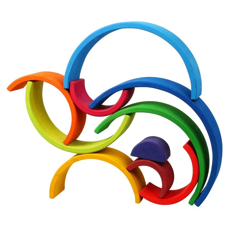 12 шт. большие размеры 35 5 см детские игрушки деревянные радужные Укладчики блоки