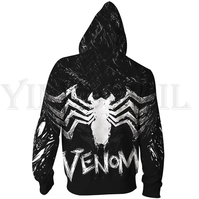 Мужские и женские толстовки на молнии Venom Spiderman 3d принт с капюшоном куртка Mravel 4 фильм анти-свитшот с героем уличная одежда костюм