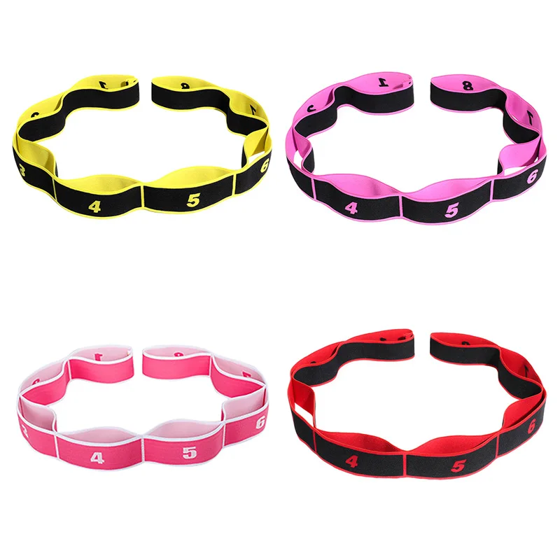 Новый эластичный нейлоновый растягивающийся ремешок для йоги с 8 петлями