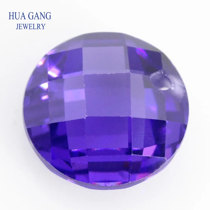 

Single Hole Violet AAAAA Round Brilliant Double Checkerboard Cubic Zirconia Stone For DIY Jewelry Making 3~14mm High Quality CZ