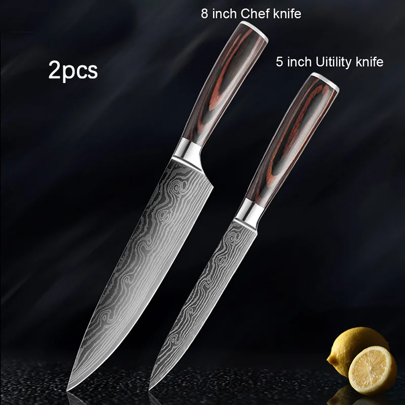 Набор кухонных ножей шеф-повара Комплект приборов из нержавеющей стали с