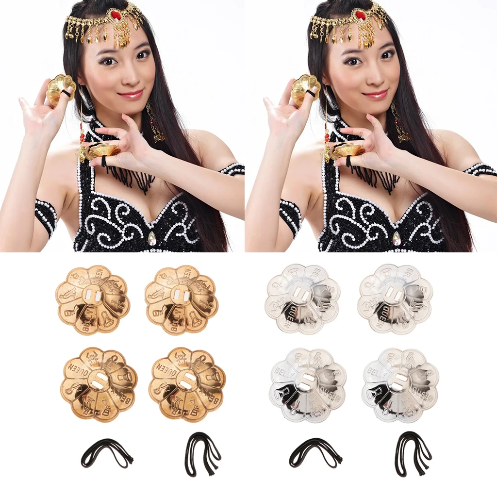 4x цветок Форма живота Танцы тарелки пальчиковые Чистая латунь танцевальная