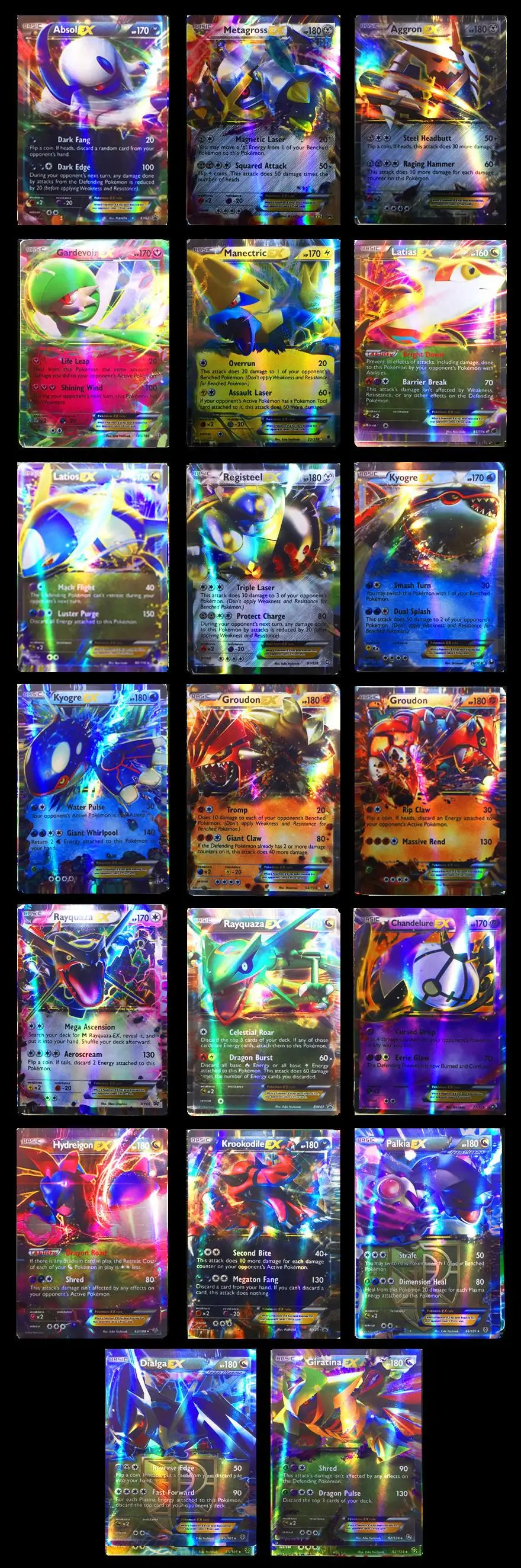 TAKARA TOMY Pokemons card 100 шт 80EX 20 Мега не повторяющиеся блестящие карты игры битва карт торговля дети Покемон карты игрушка