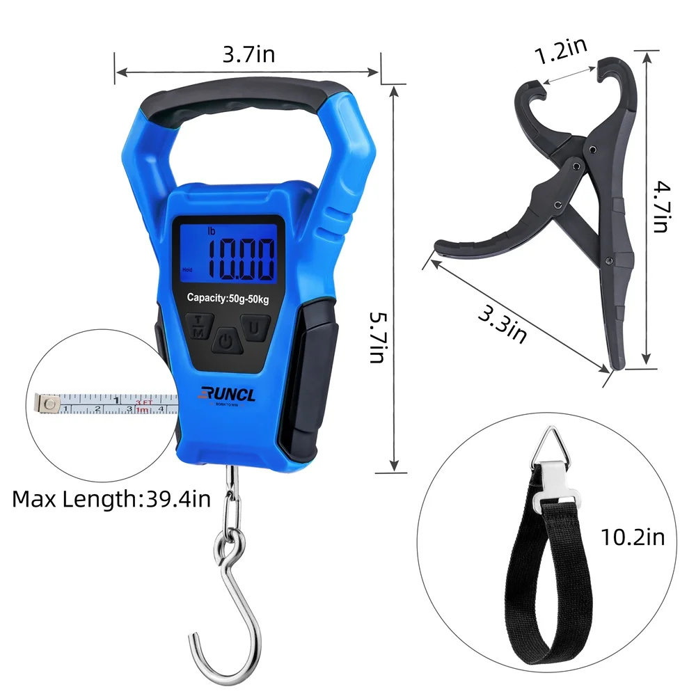 

50kg Waterproof Fishing Scales Digital With Fish Grip Ruler For Luggage Travel Weighting Steelyard Hanging Electronic