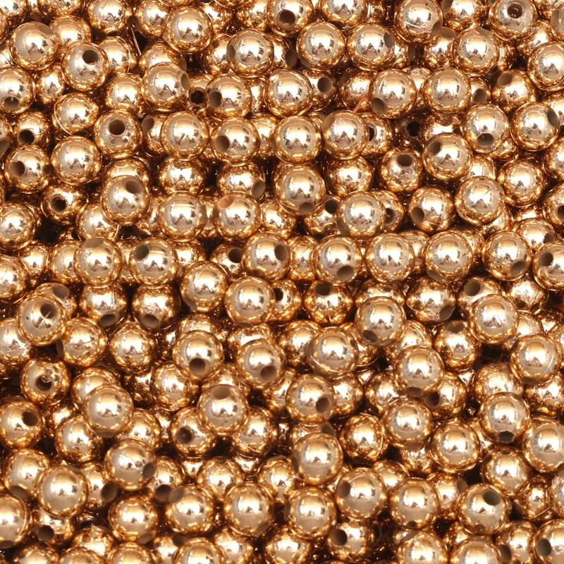 В переменного тока 50 500 шт. розово Золотые круглые акриловые бусины для