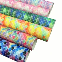6pcs mermaid fish scale iridescent glitter fabric synthetic leatherette vinyl handmade diy bow earring making craft a4 sheet