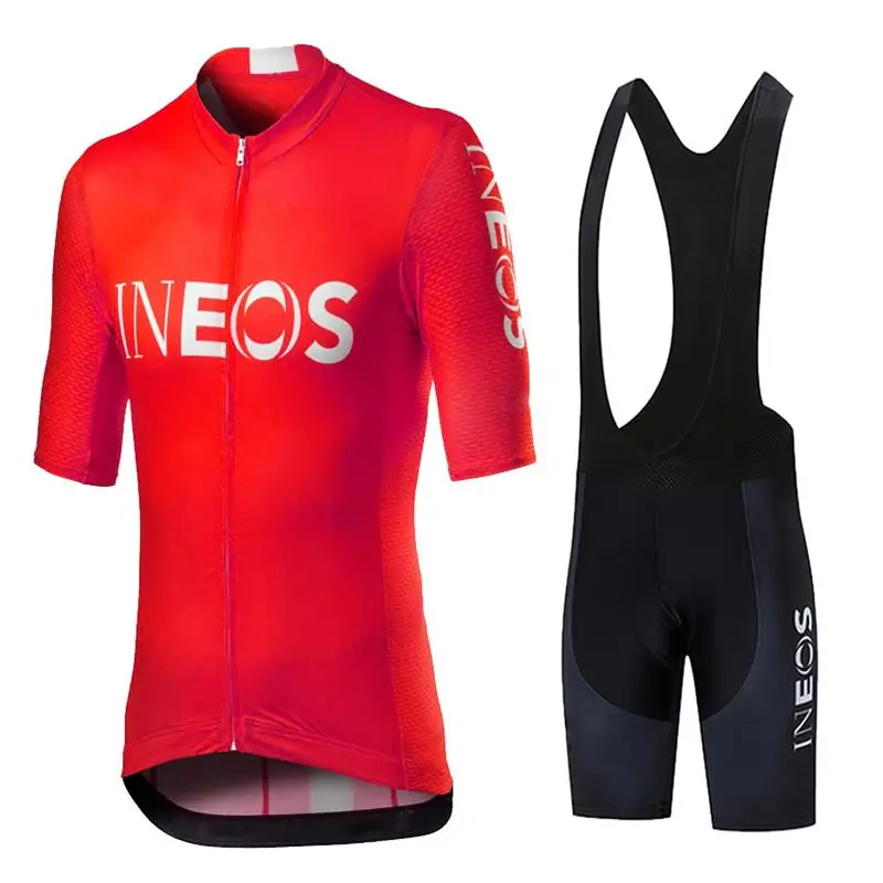 

2021 INEOS Men's Triathlon Racing Cycling Jersey Breathable Quick-drying Short-sleeved UV-resistant 20D Gel Pad