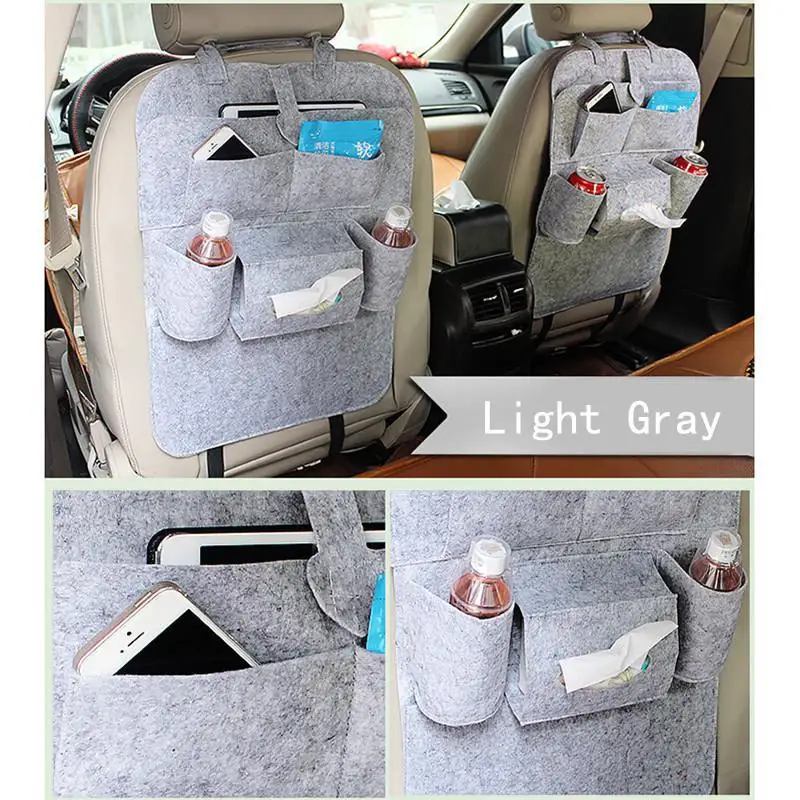 

1pc Universal Car Back Seat Storage Bag Organizer 6 Pockets Organizer Hanging Car Accessories Trunk Elastic Felt Storage Bag