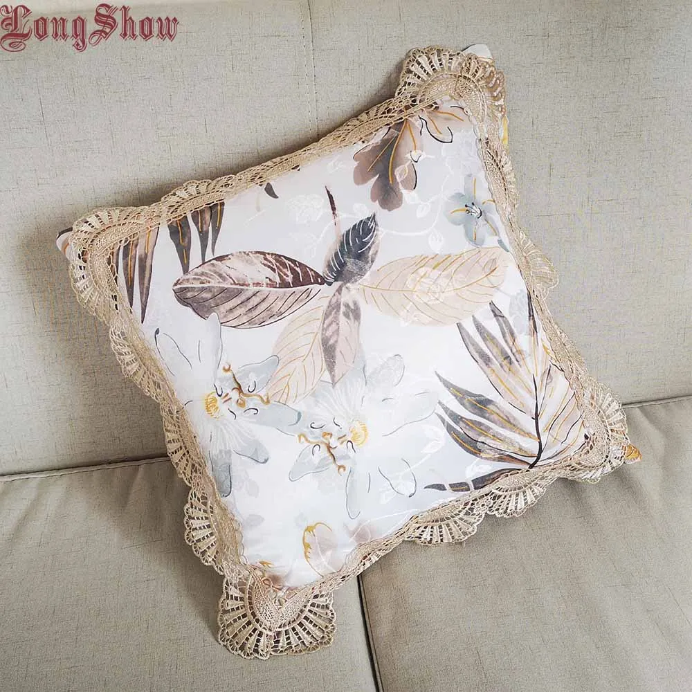 LongShow 45x45 см, квадратный чехол для подушки, красный, розовый, белый цвет, декоративная подушка для дома, креативный Ретро Европейский стиль, жаккардовый чехол для подушки - Цвет: Оранжевый