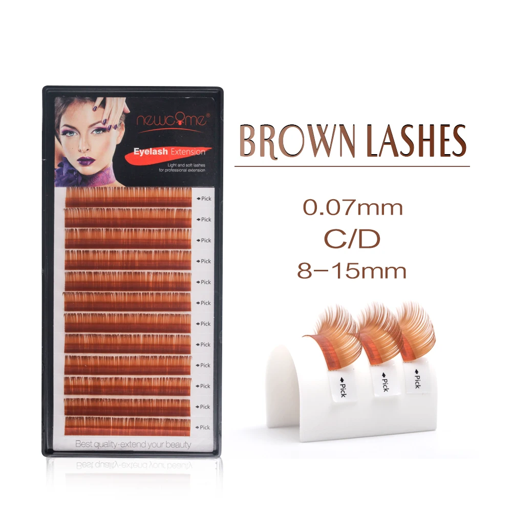 

High Quality Long Brown Eyelash Extensions maquiagem Wholesale Items Natural Mink Silk C/D Curl Lashes For Makeup Faux Cils