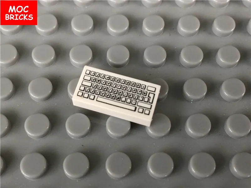 Keyboard White 1X2 10 шт./лот DIY печатные части могут плитка круглая 1x1, конверт, клавиатура, доска из дерева узор строительный блок кирпичи детские игрушки подарки - Цвет: Keyboard White 1X2