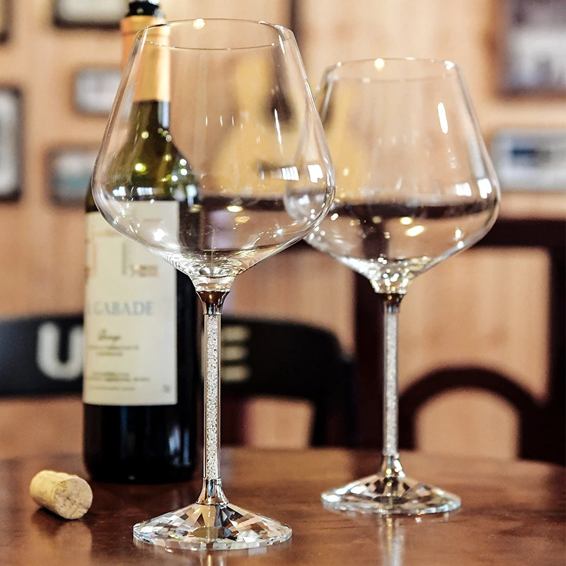 Роскошные Бокалы из золотистого/серебристого хрусталя бокалы для вина с