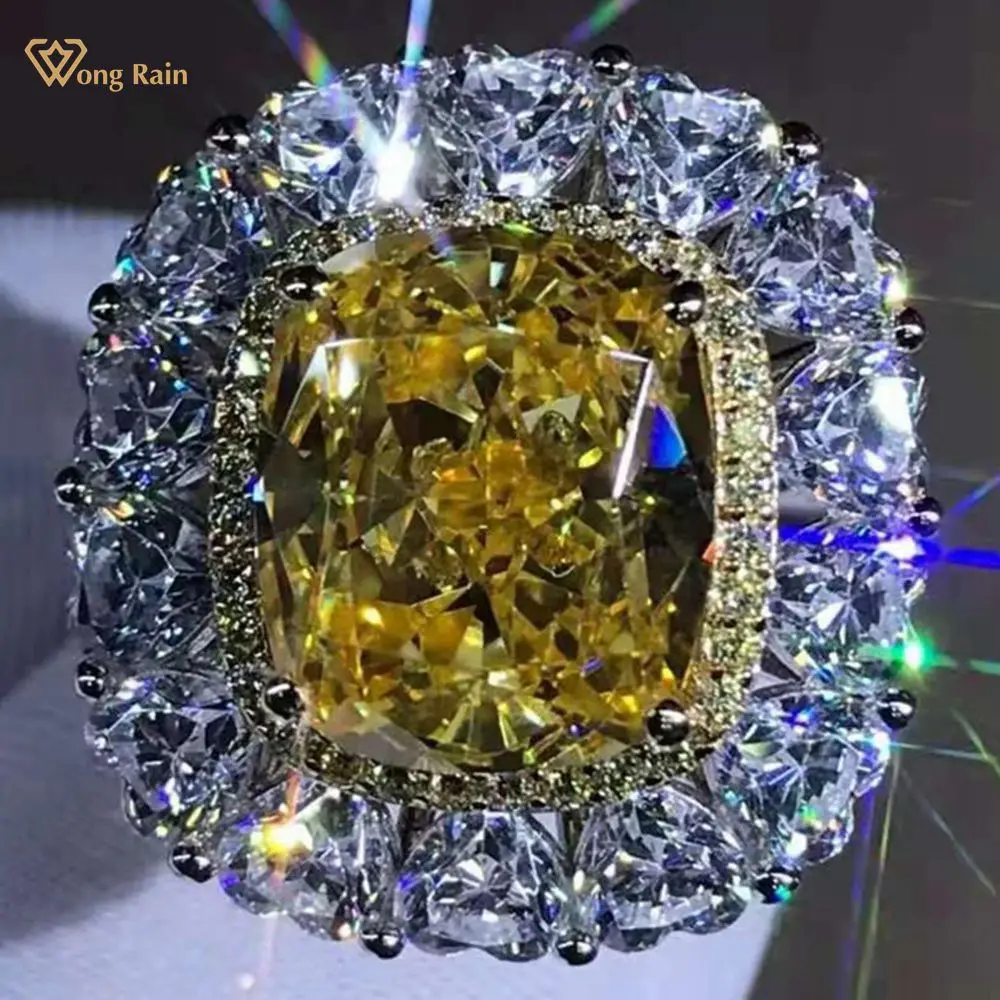 

Wong Rain 925 Sterling Silver 6 CT D Created Moissanite Citrine Gemstone Engagement Ring For Women Customized Rings Fine Jewelry