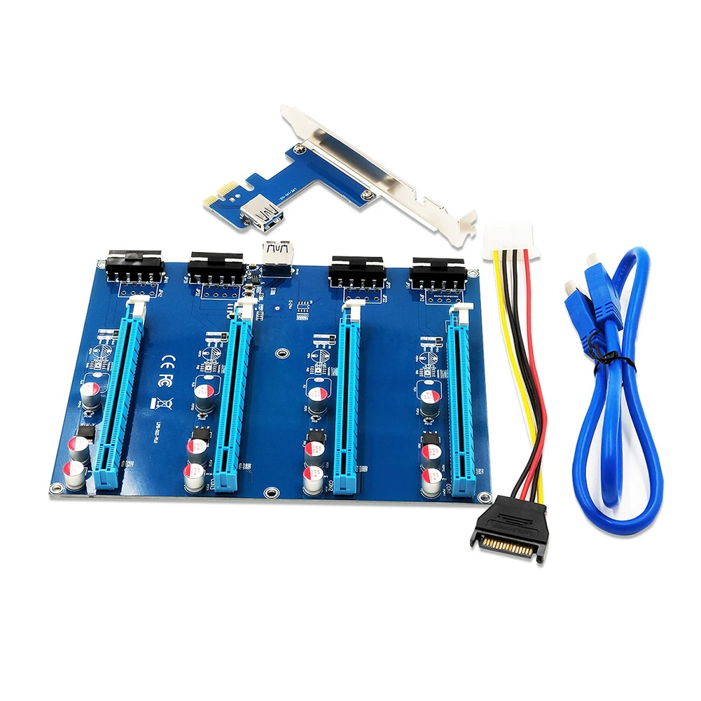 pcie 1x to 4 pcie 16x адаптер pci express райзер карта
