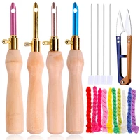 lmdz 19 pcs punch needle set embroidery starter kit with 10 color embroidery floss threader scissor embroidery stitching