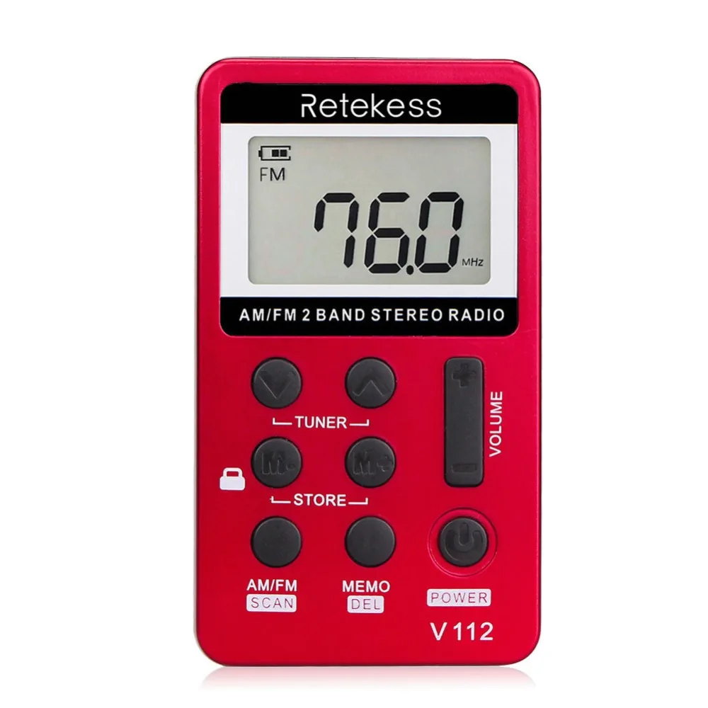 Retekess V112 мини портативный радио портативный FM AM 2 диапазона цифровое карманное радио приемник Динамик для наушников для Walkman Run