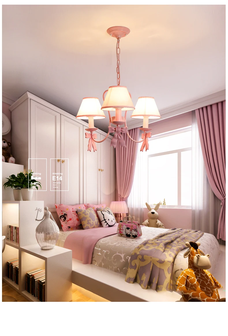 

Wedding Pink Chandelier Lighting Princess Room Bedroom Chandeliers Children's Room lamp E14 Led Red Chandelier For Living Room