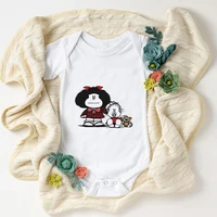 funny mafalda graphic newborn baby pajamas summer home casual baby girl clothes loose breathable white baby boy body one pieces
