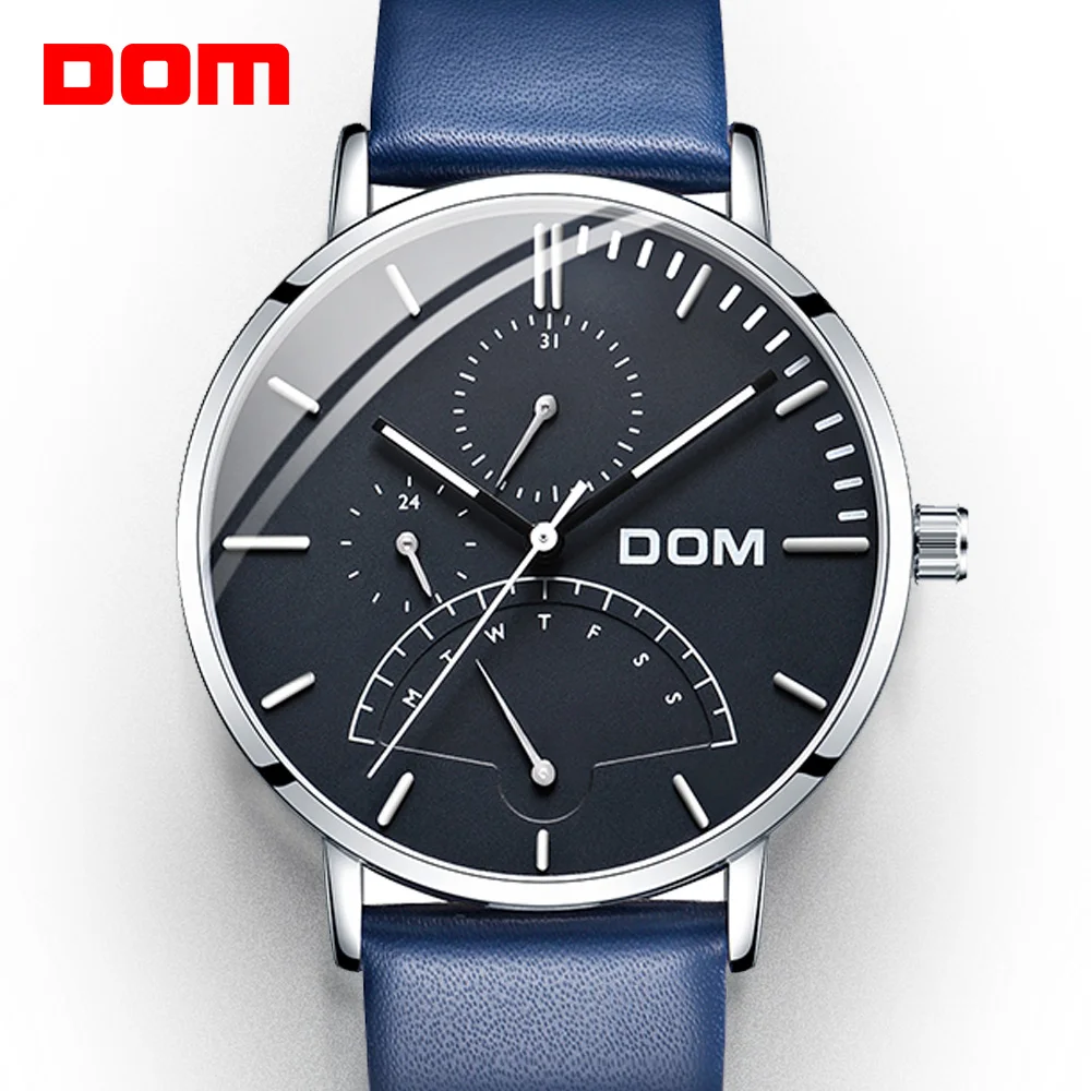 DOM повседневные спортивные часы для мужчин синие Роскошные военные наручные с