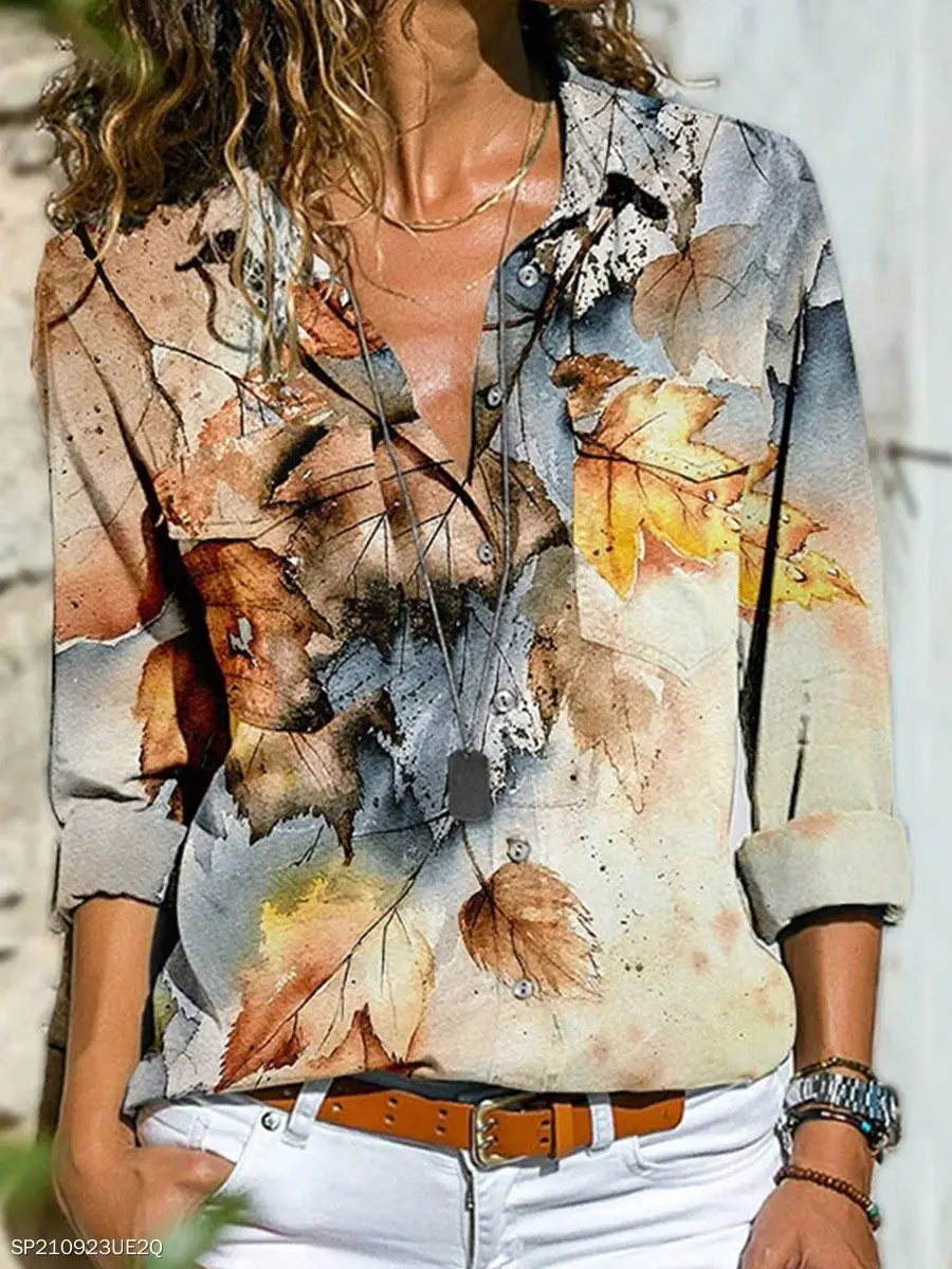 Модная женская рубашка средней длины с длинными рукавами Повседневная