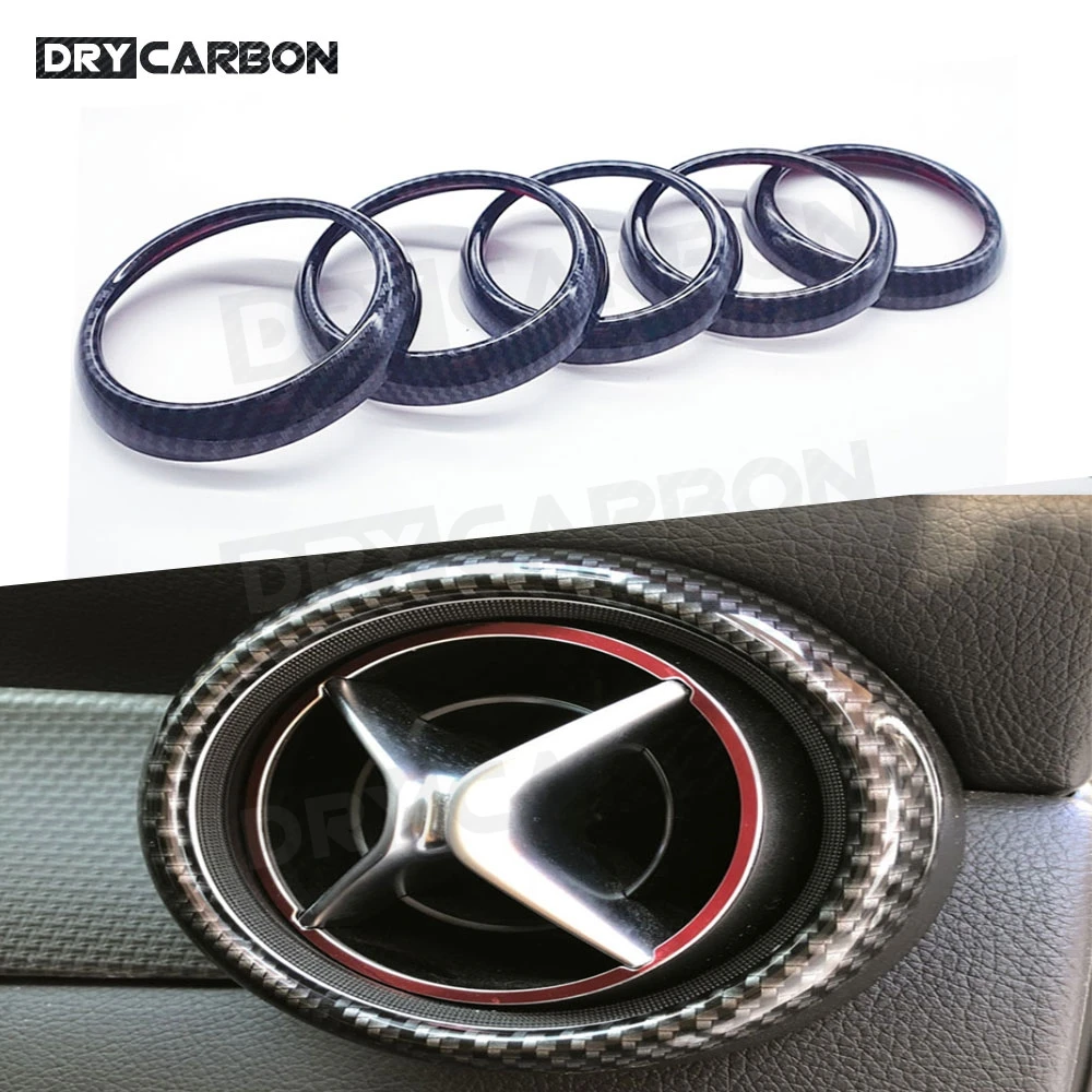 

ABS Carbon Look Car Air Conditioning Vent Decorative Rings Car Accessorise for Mercedes Benz CLA GLA Class W117 X156 5Pcs