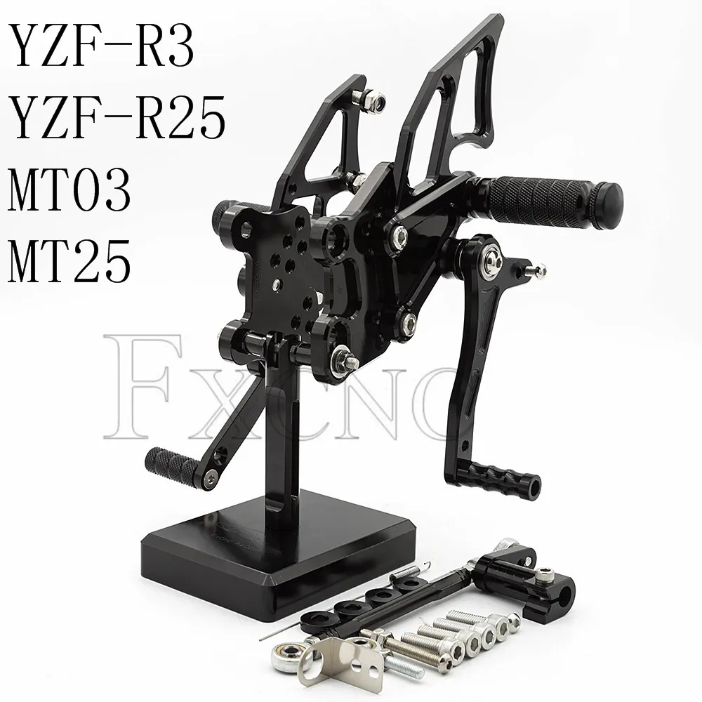 Motorcycle Rearset Footpeg For Yamaha YZF R3 R25 YZF-R3 YZF-R25 MT03 MT-03 MT25 MT-25 MT 03 25 CNC Adjustable Foot Pegs Rear Set