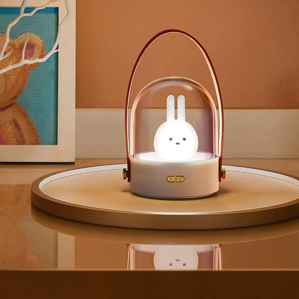 

Милый мультяшный кролик, светодиодный ночник для детской спальни, USB зарядка, музыкальный светильник, Настольный светильник, лучший подарок