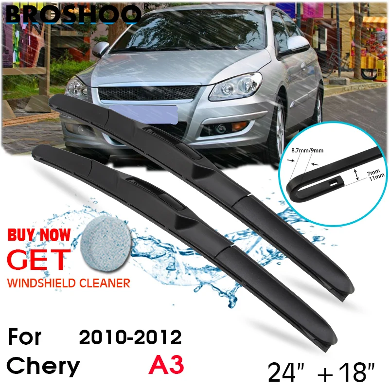 

Car Wiper Blade Front Window Windscreen Windshield Wipers Blades J hook Auto Accessories For Chery A3 24"+18" 2010-2012