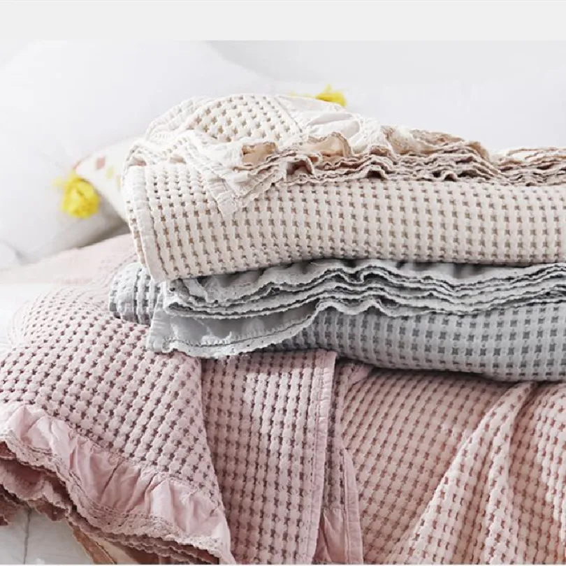 

Knitted Baby Blanket Waffle Bedspread Bed Crib Sroller Super Soft Baby Blankets Swaddle Wrap Sofa Throw Blanket Cotton 110*160cm