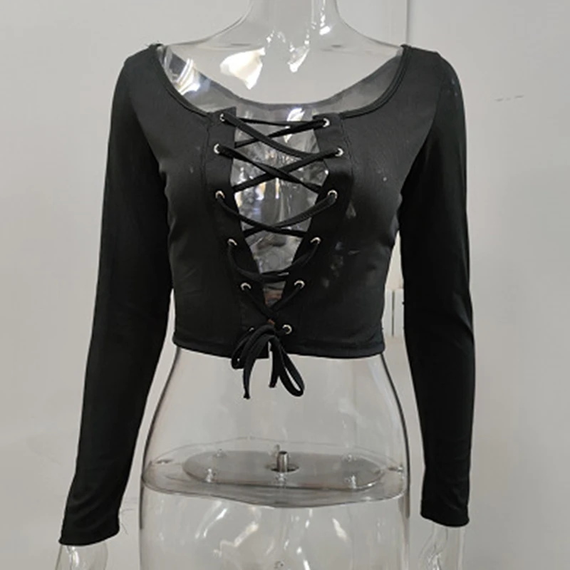 Женская футболка с длинным рукавом однотонная облегающая и круглым вырезом