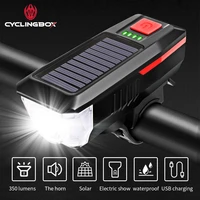 cyclingbox bicycle light front solar t6 led usb charging 3 modes flashlight with horn bicycle accessories mtb riding headlight