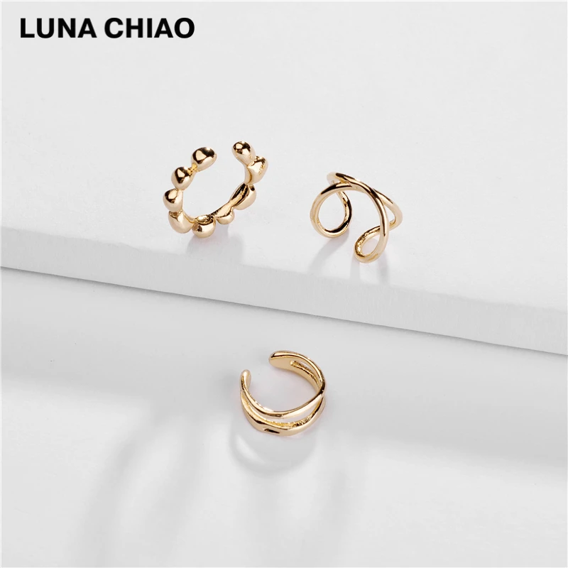 A0860 LUNA CHIAO Модный популярный модный набор манжет для ушей-3 штуки медные металлические серьги-манжеты для женщин - Окраска металла: A0860