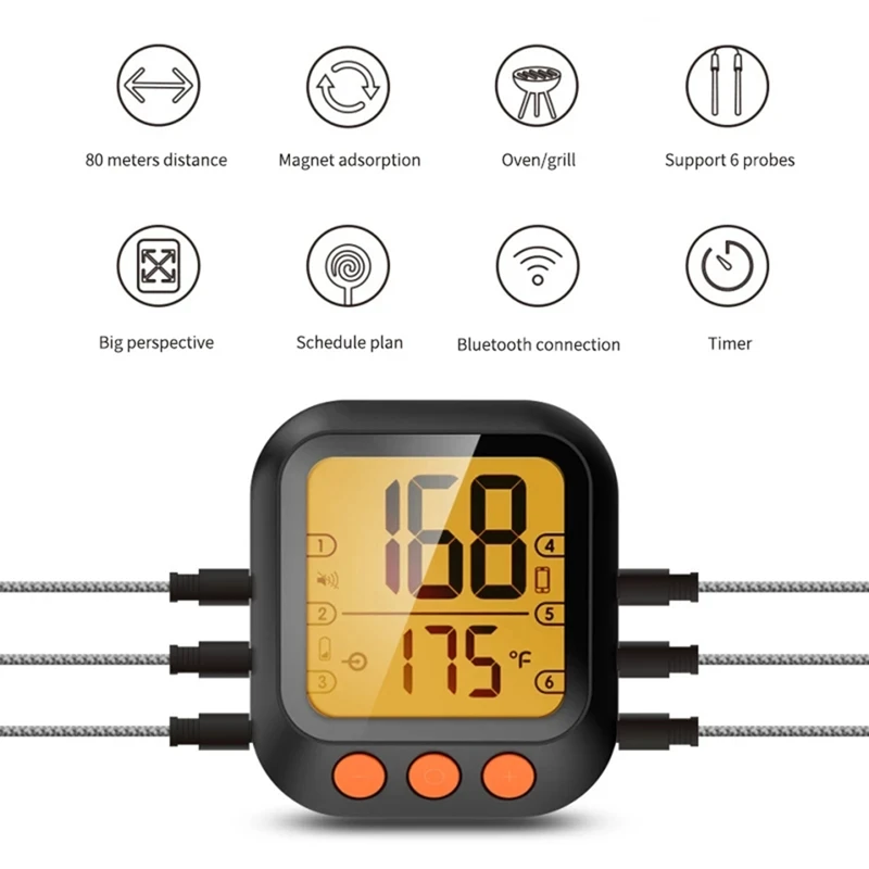 Tuya Wifi Smart BBQ Barbecue Grill Meat Thermometer Life Mobile APP Control Water Temperature Measurement |