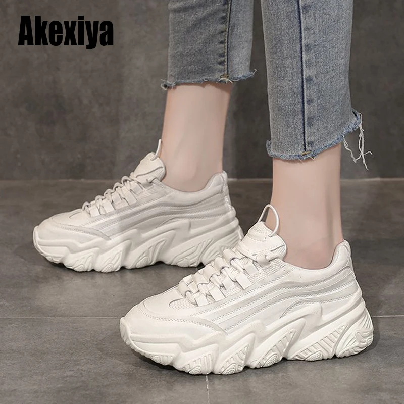 

Женские кроссовки на платформе, весенние кроссовки на толстой подошве, со шнуровкой, модель BC707 в Корейском стиле, 2021