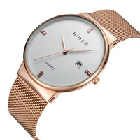 biden top brand reloj hombre luxury rhinestone design male watches date rose gold mesh quartz montre homme 2019 waterproof clock
