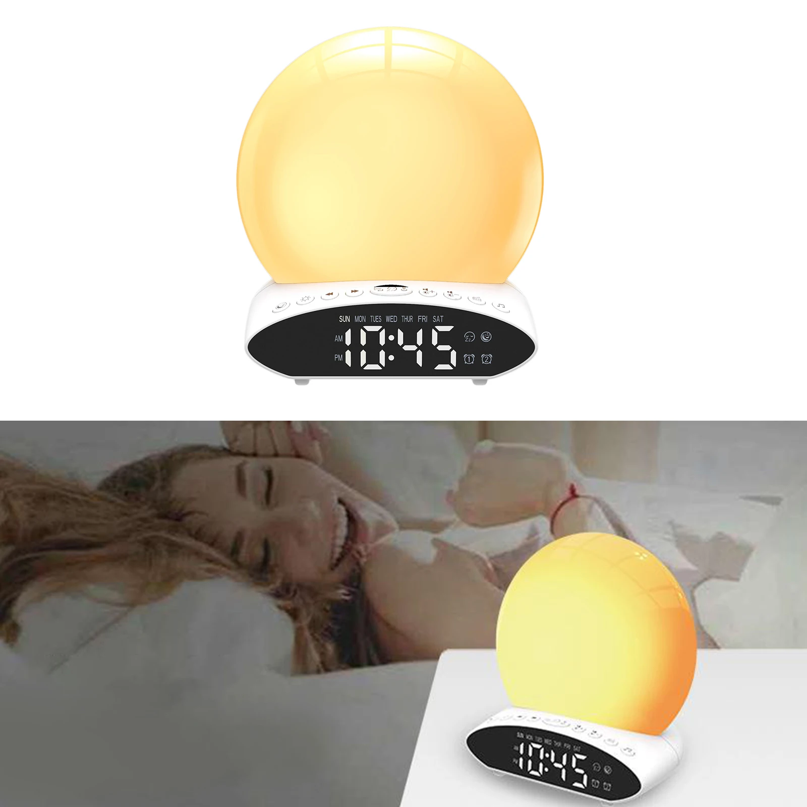 

Wake Up светильник Будильник-Sunrise будильник Ночной светильник, восход, имитационное моделирование, двойные сигналы, звуковым сигналом, 7 цветов