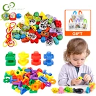 Игрушки Монтессори для детей раннего развития, цветные формы, Обучающие пластиковые Конструкторы с бусинами, игрушки для детей GYH