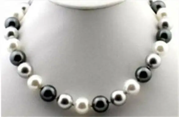 Ювелирное жемчужное ожерелье элегантное 10 11 мм пресноводное белое черное серое с