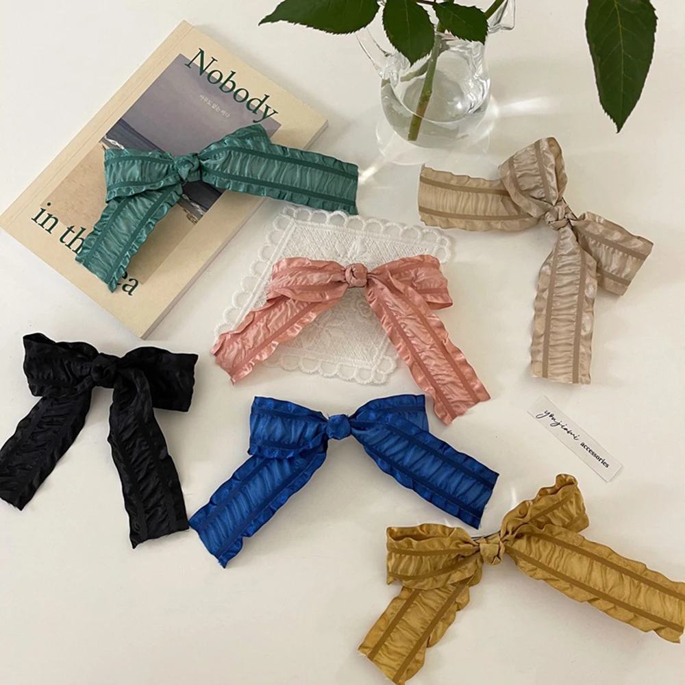 

High Quatity Pleated Bow Hairpins For Girl Popular Hair Clip For Women Sweet Two-layer Satin Hairgrip Hair Accessories