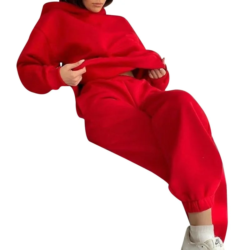 

Tracksuits Women's Hoodie Pants Set Oversized Long Sleeve Sportwear Tracksuit Set 2022 Autumn Winter Suits On Fleece For Women