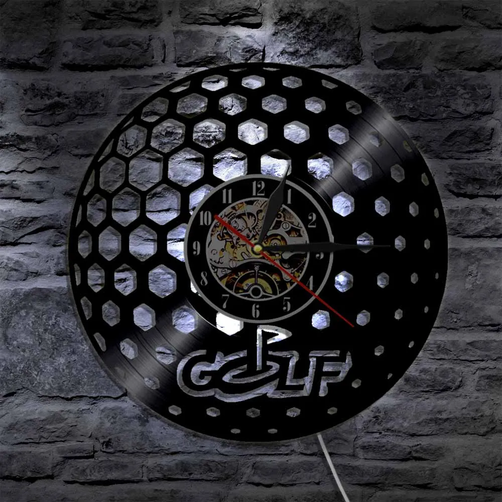 Light Led Backlight Vinyl Record Wall Clock Modern Wall Lamp Decorative Lighting Watch For Men Golf Sport Lover Gift