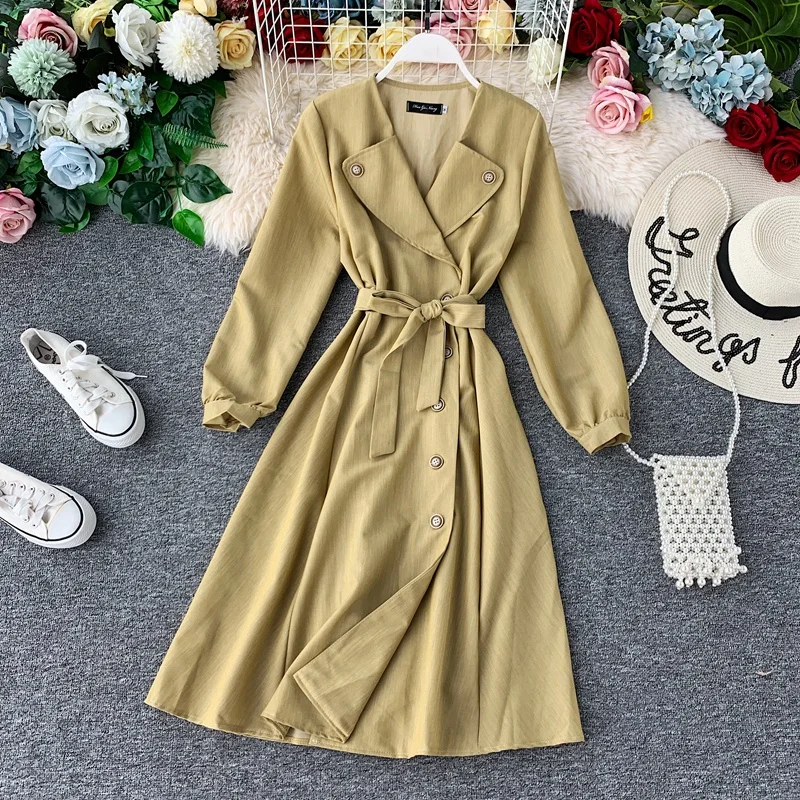 Vestido Mujer новинка 2019 Осенний женский длинный рукав тонкий а-силуэт вечерние модные